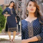 Navy Blue Straight Kurti