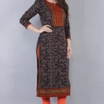 Black printed embroidery kurti