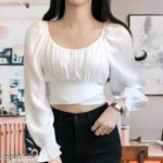 Puff Long Sleeves Top (White)