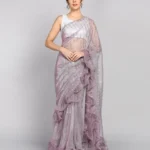 Embellished Saree with Ruffle Border