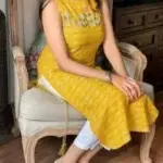 Yellow kurta With Embroidery