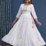 Anarkali Long flord gown (White)