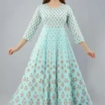 Printed Anarkali Long Kurta in Light Green