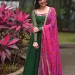 Green Kurti With Pink Dupatta