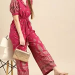 Magenta Printed Jumpsuit