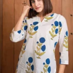 Printed short kurta Top (White)