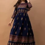 Printed Navy Blue Gown