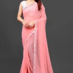 Embellished Bollywood Georgette Saree  (Pink)