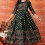 Block Print Viscose Rayon Anarkali Gown