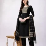 Black SILK Kurti , PANT AND DUPATTA SET