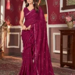 Embellished Poly-Georgette Saree With Solid Border