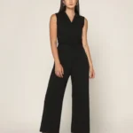 Raven Black Straight Fit Stretchable  Jumpsuit