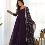 Dark Purple Gowns set with dupatta