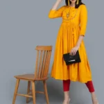 Mustard Kurti With Embroidery