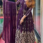 Embroidered Georgette Anarkali Gown With Dupatta