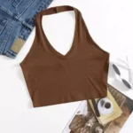 Ribbed halter top (Brown)