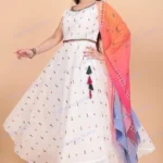 Chanderi Cotton Gown (White)