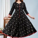 Printed Black Gown Kurti