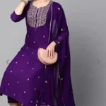 Violet Embroidered Straight Kurta Set