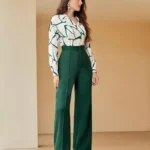 Green and White Comfy Modern Women Jumpsuits